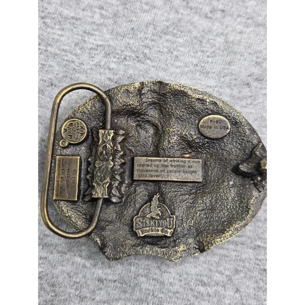 Vintage 1987 Siskiyou Striking It Rich Gold Western Frontier Belt Buckle Rare